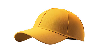 Fototapeta premium Isolated yellow baseball cap against a black background perfect for apparel design and mockups