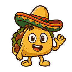 Cute Taco Mascot Cartoon with Sombrero Taco Illustrations