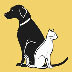cat and dog together | A loyal duo | Best friends forever | Cat and dog silhouettes | Furry companions | Shadow and Snow | Abstract dogs and cats