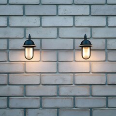 Modern Brick Wall with Twin Cylinder Wall Sconces and Ambient Lighting