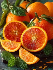 the image features a collection of vibrant citrus fruits arranged closely together