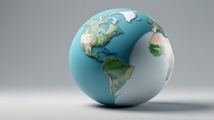 Digital illustration of Earth showing North and South America with swirling clouds, atmospheric view, and white background