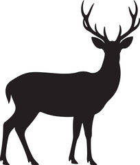 Obraz premium Mountain Deer SVG – Wild Forest Silhouette for Rustic CraftsStag in the Mountains – Outdoor Wildlife Clipart for DecorDeer and Pine Trees SVG – Majestic Buck Design for DIY ProjectsWild Deer Sil
