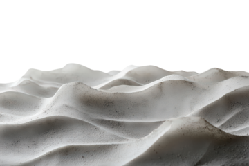 Smooth white sand dunes with soft curves, abstract natural terrain resembling snow or desert under diffuse light, calm and minimal scene.
