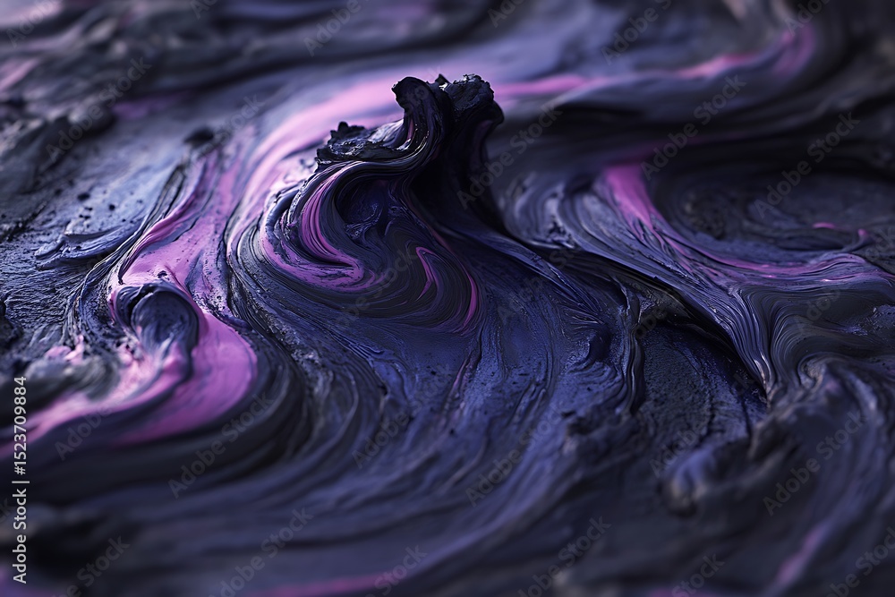 Aufkleber textured artistic flow of purple and black paint creating abstract patterns