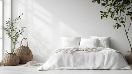 Serene bedroom decor modern home interior photography minimalistic design soft lighting tranquil atmosphere
