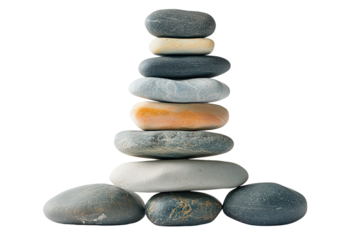 Stacked smooth stones in vertical arrangement, balanced and serene composition symbolizing peace, harmony, and mental clarity.

