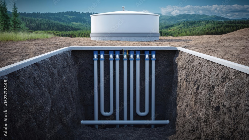 Aufkleber renewable energy source and geothermal with natural resources. combined geothermal and groundwater m