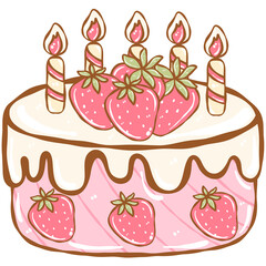 Cute strawberry birthday cake