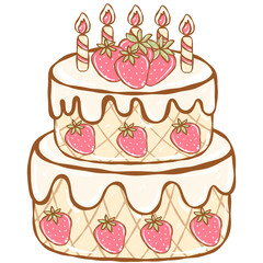 strawberr birthday cake with candles