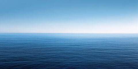 Obraz premium Peaceful Ocean Scene. Serene Blue Water and Clear Sky, Relaxing Nature View