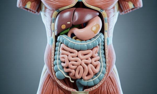 Human digestive system anatomy detailed 3 d medical illustration