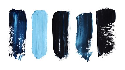 Fototapeta premium Abstract Brush Strokes in Shades of Blue on White Background, Modern Artistic Texture and Design Element.