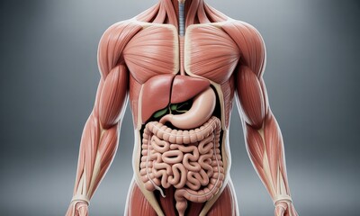 Human digestive system anatomy 3 d model detailed medical illustration