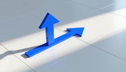 Two blue arrows on a tiled floor point in different directions, symbolizing choice, direction, or decision-making.