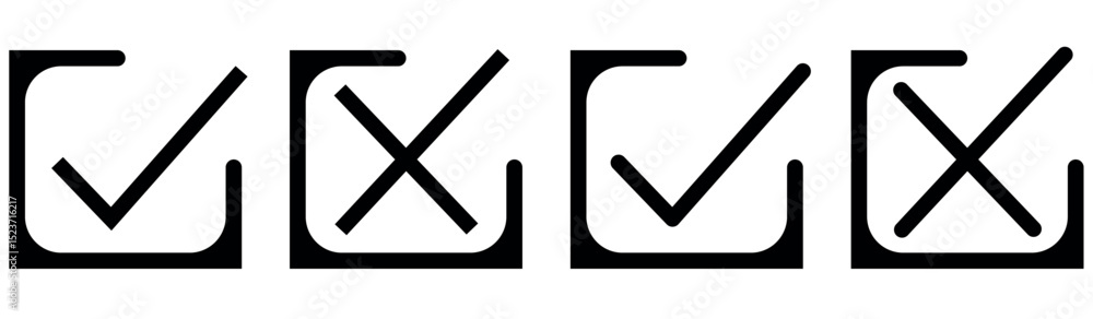 Aufkleber tick and cross checkmark vector icons in line style design for website design, app, ui, isolated on 