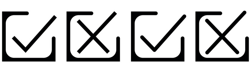 Obraz premium Tick and Cross checkmark vector icons in line style design for website design, app, UI, isolated on white background. Editable stroke, Correct and wrong icon set . Tick and cross icon