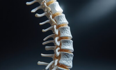Human spine model detailed anatomy close up view