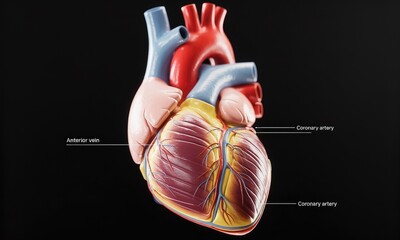 Human heart anatomy model detailed 3 d medical illustration