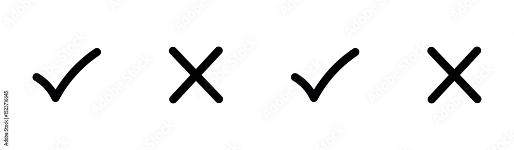 Aufkleber tick and cross checkmark vector icons in line style design for website design, app, ui, isolated on 