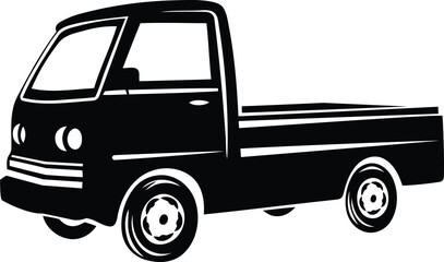 Unique pickup truck vector illustration, pickup truck isolated line art vector icon design, pickup truck silhouette vector art