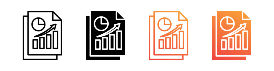 Report Multiple Style Icon Set Vector 