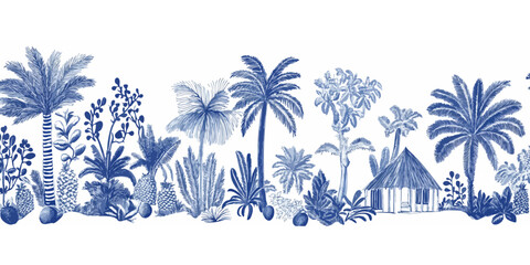 palm trees on blue background