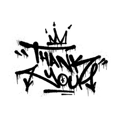Graffiti Tag THANK YOU with Crown
