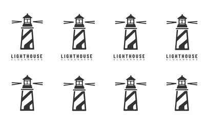 Lighthouse Icon Set – Minimal Vector Symbols of Navigation and Sea Safety
