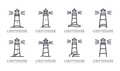 Lighthouse Icon Set – Minimal Vector Symbols of Navigation and Sea Safety
