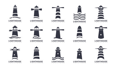 Lighthouse Icon Set – Minimal Vector Symbols of Navigation and Sea Safety
