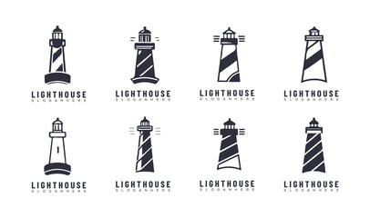 Lighthouse Icon Set – Minimal Vector Symbols of Navigation and Sea Safety

