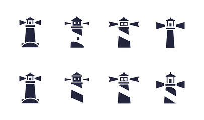 Lighthouse Icon Set – Minimal Vector Symbols of Navigation and Sea Safety
