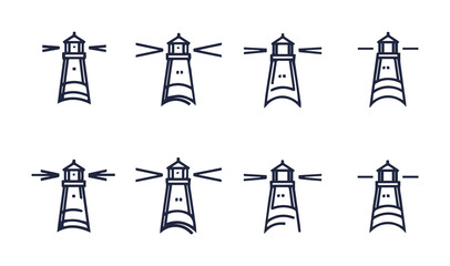 Lighthouse Icon Set – Minimal Vector Symbols of Navigation and Sea Safety
