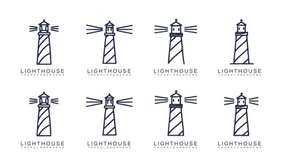 Lighthouse Icon Set – Minimal Vector Symbols of Navigation and Sea Safety
