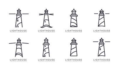 Lighthouse Icon Set – Minimal Vector Symbols of Navigation and Sea Safety
