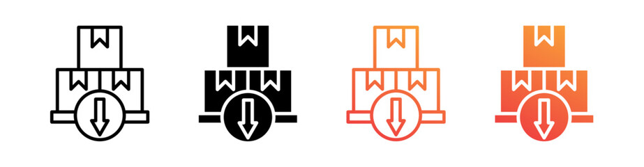 Receiving Multiple Style Icon Set Vector 