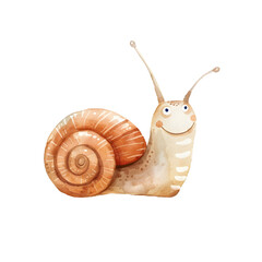 Delicate watercolor snail in soft pastel tones with charming details. Perfect for nursery decor, children’s books, garden or nature themes, and gentle whimsical illustrations