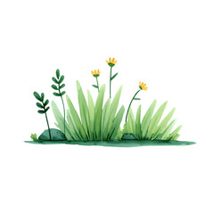 Soft watercolor green meadow with delicate grass and flowers in pastel tones. Perfect for nursery decor, children’s books, nature scenes, or peaceful spring and summer illustrations