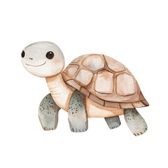 Sweet watercolor turtle in gentle pastel shades, ideal for nursery decor, children's books, ocean-themed projects, or underwater illustrations with a calm and playful vibe