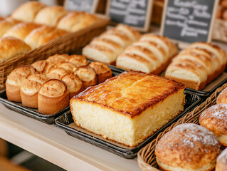 Delicious assortment of freshly baked breads and pastries displayed beautifully.