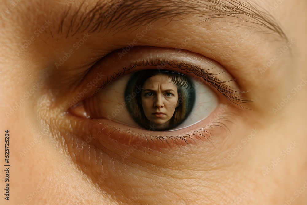 Poster reflective gaze captures deep emotions within a synthetic media context