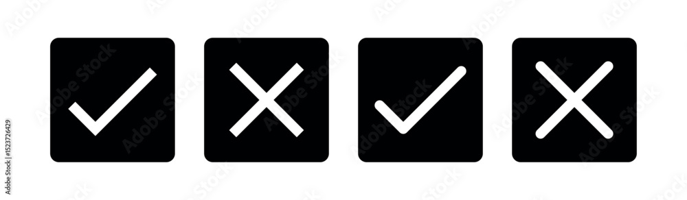 Aufkleber tick and cross checkmark vector icons in line style design for website design, app, ui, isolated on 