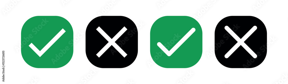 Fototapete check mark icon button set. check box icon with right and wrong buttons and yes or no checkmark icon
