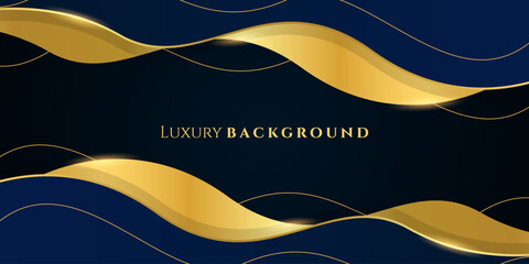 Elegant dark blue and gold luxury abstract background suitable for banner, award, celebration, anniversary, promotion, advertisement