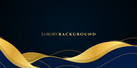 Elegant dark blue and gold luxury abstract background suitable for banner, award, celebration, anniversary, promotion, advertisement