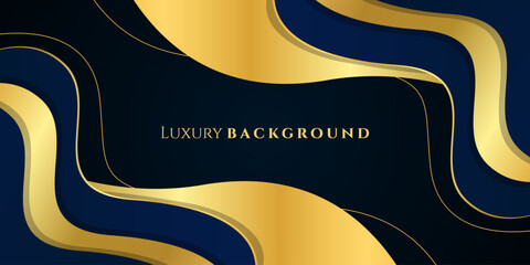 Elegant dark blue and gold luxury abstract background suitable for banner, award, celebration, anniversary, promotion, advertisement