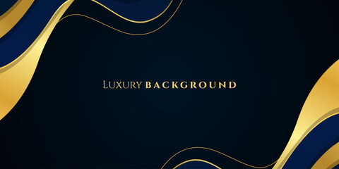 Elegant dark blue and gold luxury abstract background suitable for banner, award, celebration, anniversary, promotion, advertisement
