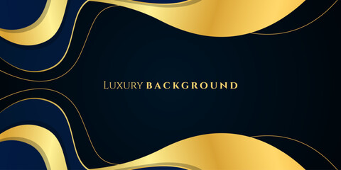 Elegant dark blue and gold luxury abstract background suitable for banner, award, celebration, anniversary, promotion, advertisement