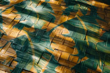 Colorful Abstract Pattern on a Woven Surface with Leaf Shadows